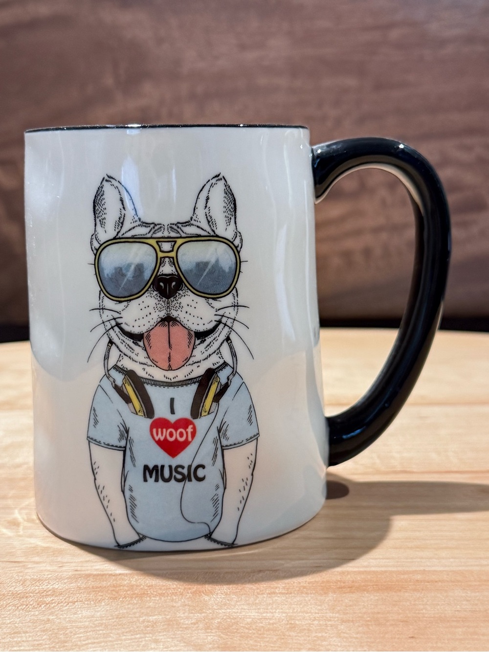 Signature Housewares, Hipster Dog, “I WOOF MUSIC” Stoneware Co French Bulldog